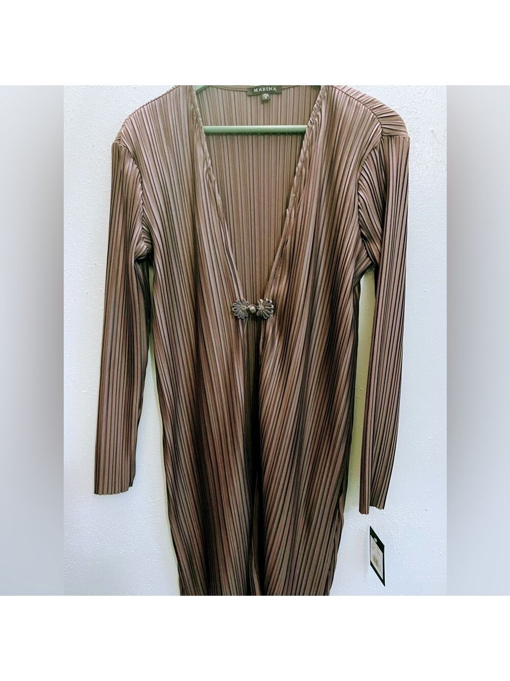Marina Women's Long Sleeve Pleated Cardigan  Size S Round Neck good quality